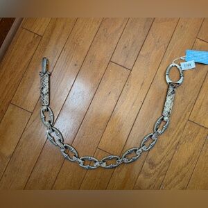 Brighton Sheldon Stretch Belt NEW Silver Links Snake Print Leather Size 34